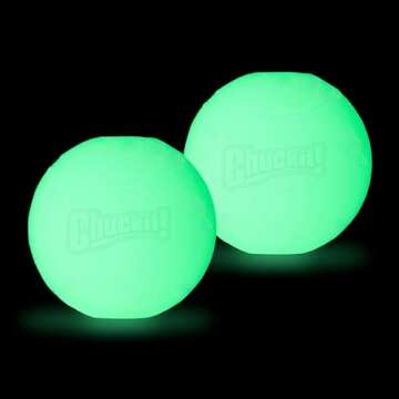 Chuckit! Glow in the Dark Bouncy Balls - Ball for Dogs, Chuckit Dog Toy, Max Glow Balls - Medium, 2.5 Inch Pack of 2
