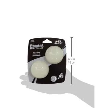 Chuckit! Glow in the Dark Bouncy Balls - Ball for Dogs, Chuckit Dog Toy, Max Glow Balls - Medium, 2.5 Inch Pack of 2