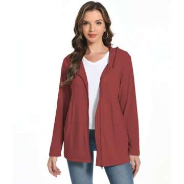 Women Post Mastectomy Shirt with Drain Pockets After Breast Surgery Must Have Lightweight Hoodie for Women Rotator Cuff Nephrostomy Bag Surgical Drain Holders Long Sleeve Zip Up Shirts