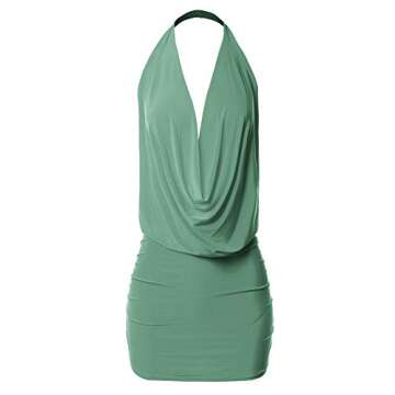 Women's Deep Sexy V-Neck Halter Backless Party Club Mini Dress (S-3XL)