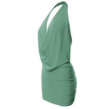 Women's Deep Sexy V-Neck Halter Backless Party Club Mini Dress (S-3XL)