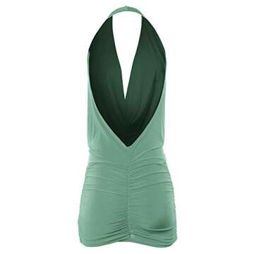 Women's Deep Sexy V-Neck Halter Backless Party Club Mini Dress (S-3XL)