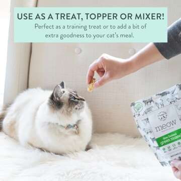 The New Zealand Natural Pet Food Co. Meow Freeze Dried Cat Treats - New Zealand Green Mussel, High Protein, Healthy Cat Snacks and Toppers, All Natural for All Life Stages, 1.76 oz