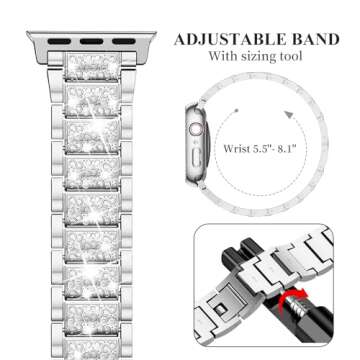SUPOIX Compatible with Apple Watch Band 38mm + Case, Women Jewelry Bling Diamond Metal Bands & 2 Pack Protective Cover Cases for iWatch Series 3/2/1(Silver/38mm)