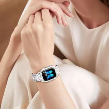 SUPOIX Compatible with Apple Watch Band 38mm + Case, Women Jewelry Bling Diamond Metal Bands & 2 Pack Protective Cover Cases for iWatch Series 3/2/1(Silver/38mm)