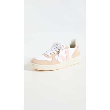 Veja Women's V-10 Sneakers, White/Bellini/Almond, 7 Medium US