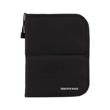 Creative Mark Folding Paint Brush Easel & Travel Case 9"Long - Compact Watercolor Brush Holder Organizer for Short Handled Paintbrushes - Durable Paint Brush Bag for Storage - Holds up to 20 Brushes