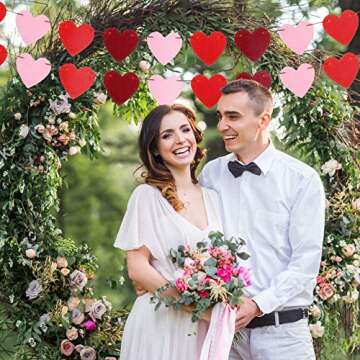 Felt Heart Garland Banner - Valentine’s Day Banner Decor -Valentines Decorations - Anniversary, We...