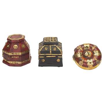 THREE KINGS GIFTS THE ORIGINAL GIFTS OF CHRISTMAS, Decorative Trunks, Intricate Chests with Lids, Real Authentic Gold Globe, Table Top, Nativity Scene Collection, 3-Piece Set