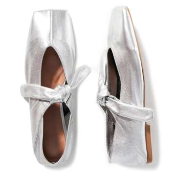 GERULATA Silver Bow Ballet Flats Shoes for Women - Elegant Comfort Evolved