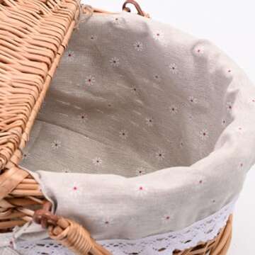 Wicker Picnic Basket with Lid and Handle for Elegant Outings