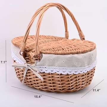 Sturdy Wicker Picnic Basket for Romantic Outings
