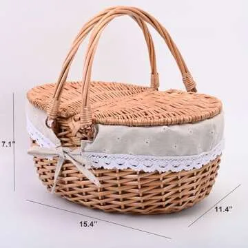 Sturdy Wicker Picnic Basket for Romantic Outings