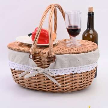 Sturdy Wicker Picnic Basket for Romantic Outings