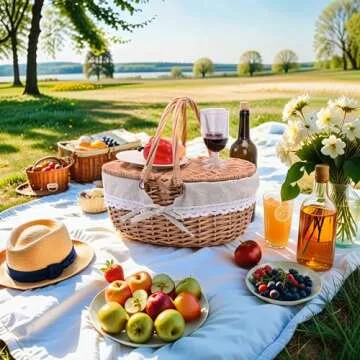 Sturdy Wicker Picnic Basket for Romantic Outings