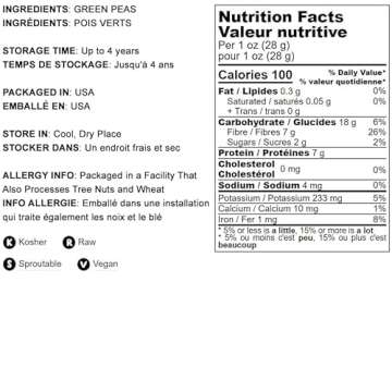 Food to Live - Whole Dried Green Peas, 5 Pounds Green Vatana, Sproutable, Vegan, Kosher, Bulk. Pre-Soak Needed. Rich in Protein, Fiber, Potassium. Great for Green Curry, Pea Soup, Stews.