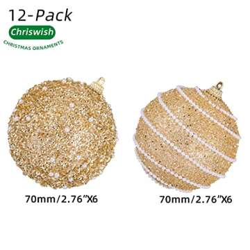ChrisWish Shatterproof Christmas Ball Ornaments 12ct