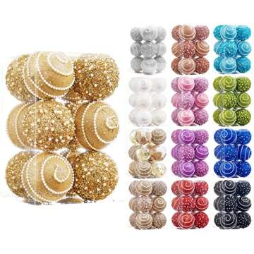 ChrisWish Shatterproof Christmas Ball Ornaments 12ct