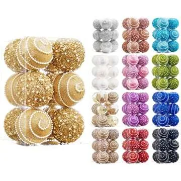 ChrisWish Shatterproof Christmas Ball Ornaments 12ct