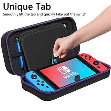 Fenolical Carrying Case, Fit Joy-Con and AC Adapter, Portable Hard Shell Pouch Carrying Travel Bag for Accessories Holds 20 Gards, Purple