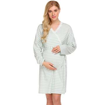 Ekouaer Womens Maternity Pregnancy Labor Robe Delivery Nursing Nightgowns Hospital Breastfeeding Gow...