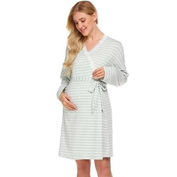 Ekouaer Maternity Robe for Labor and Nursing Comfort
