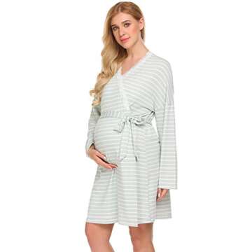 Ekouaer Maternity Robe for Labor and Nursing Comfort