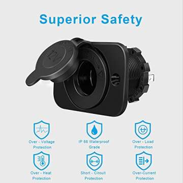 2-Pack Cigarette Lighter Socket, 12V Power Outlet Receptacle for Car Marine Motorcycle ATV RV, with Wire Fuse DIY Kit by Riseuvo