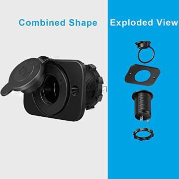 2-Pack Cigarette Lighter Socket, 12V Power Outlet Receptacle for Car Marine Motorcycle ATV RV, with Wire Fuse DIY Kit by Riseuvo