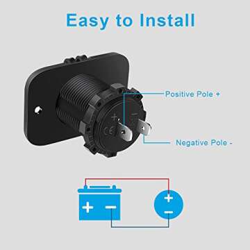 2-Pack Cigarette Lighter Socket, 12V Power Outlet Receptacle for Car Marine Motorcycle ATV RV, with Wire Fuse DIY Kit by Riseuvo