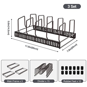 Puricon Adjustable Pot Rack Organizer with 15 Dividers