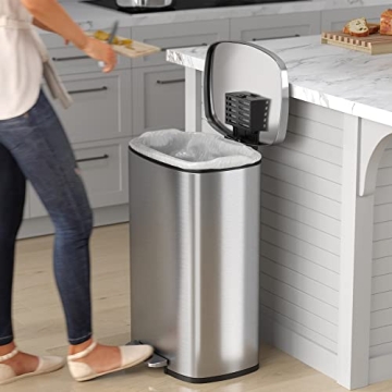 iTouchless Stainless Steel Kitchen Trash Can Odor-Free Silent