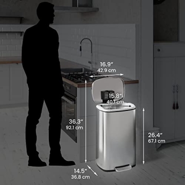 iTouchless Stainless Steel Kitchen Trash Can Odor-Free Silent