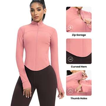 AVGO Women's Cropped Running Jacket with Thumb Holes