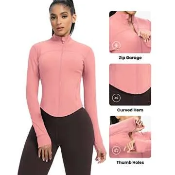 AVGO Women's Cropped Running Jacket with Thumb Holes