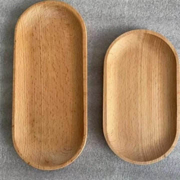 Mini Serving Tray for Jewellery Key Coin Set of 2, Oval Wood Natural Dessert Cup Tray, Small Wooden ...
