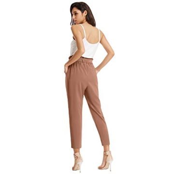 Chic GRACE KARIN Cropped Paper Bag Waist Pants Apricot