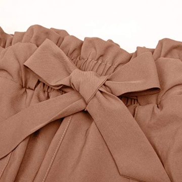 Chic GRACE KARIN Cropped Paper Bag Waist Pants Apricot