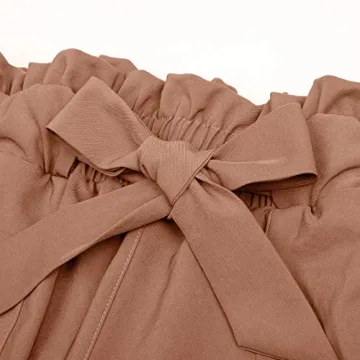 Chic GRACE KARIN Cropped Paper Bag Waist Pants Apricot