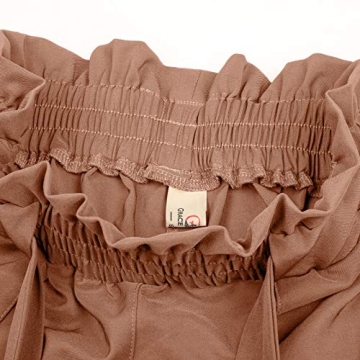 Chic GRACE KARIN Cropped Paper Bag Waist Pants Apricot