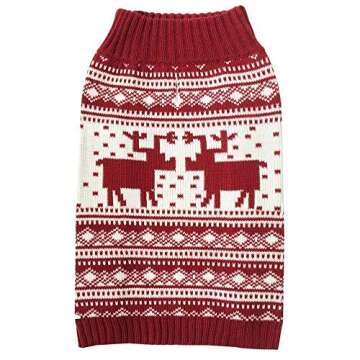 Blueberry Pet Ugly Christmas Reindeer Holiday Sweater for Dogs - Festive Red