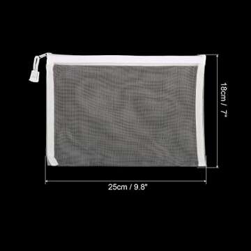 PATIKIL Mesh Zipper Bags - 4 Pack A5 Size Organizer Pouches for Cosmetics, Office, and Travel