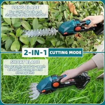 Aenlv 2-in-1 Cordless Hedge Trimmer & Grass Shear Cutter with 2 Batteries - Perfect for Garden, Yard...