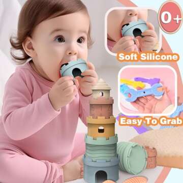 Baby Teething Toys,Teething Relief Toys for Babies Over 1 years old BPA Free,Teethers Infant Toys Essentials,Teething Straws Tubes,Silicone Teething Gel Sticks for Babies,Vibrating Teether for Baby