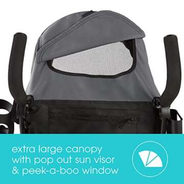 Summer Infant 3Dlite+ Convenience Stroller, Matte Gray - Lightweight Umbrella Stroller with Oversized Canopy, Extra-Large Storage and Compact Fold