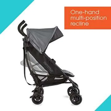 Summer Infant 3Dlite+ Convenience Stroller, Matte Gray - Lightweight Umbrella Stroller with Oversized Canopy, Extra-Large Storage and Compact Fold