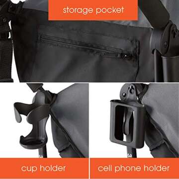 Summer Infant 3Dlite+ Convenience Stroller, Matte Gray - Lightweight Umbrella Stroller with Oversized Canopy, Extra-Large Storage and Compact Fold