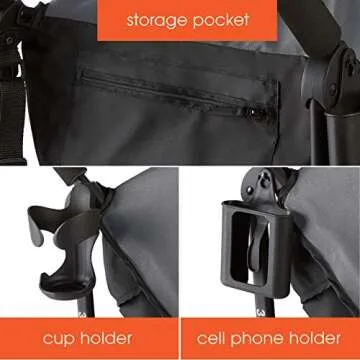 Summer Infant 3Dlite+ Convenience Stroller, Matte Gray - Lightweight Umbrella Stroller with Oversized Canopy, Extra-Large Storage and Compact Fold