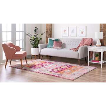 Rugs.com El Paso Collection Rug – 4' x 6' Pink Medium Rug Perfect for Living Rooms, Large Dining Rooms, Open Floorplans