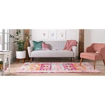 Rugs.com El Paso Collection Rug – 4' x 6' Pink Medium Rug Perfect for Living Rooms, Large Dining Rooms, Open Floorplans